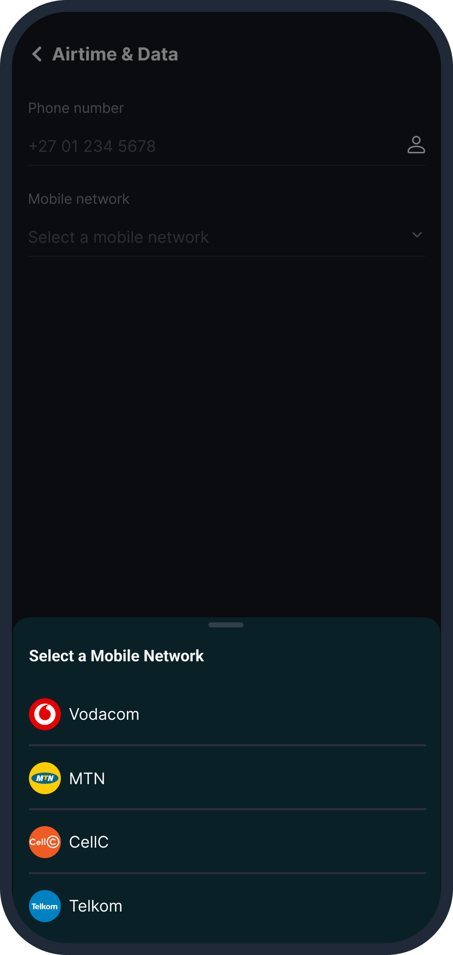Choosing the network in the SOLmate app