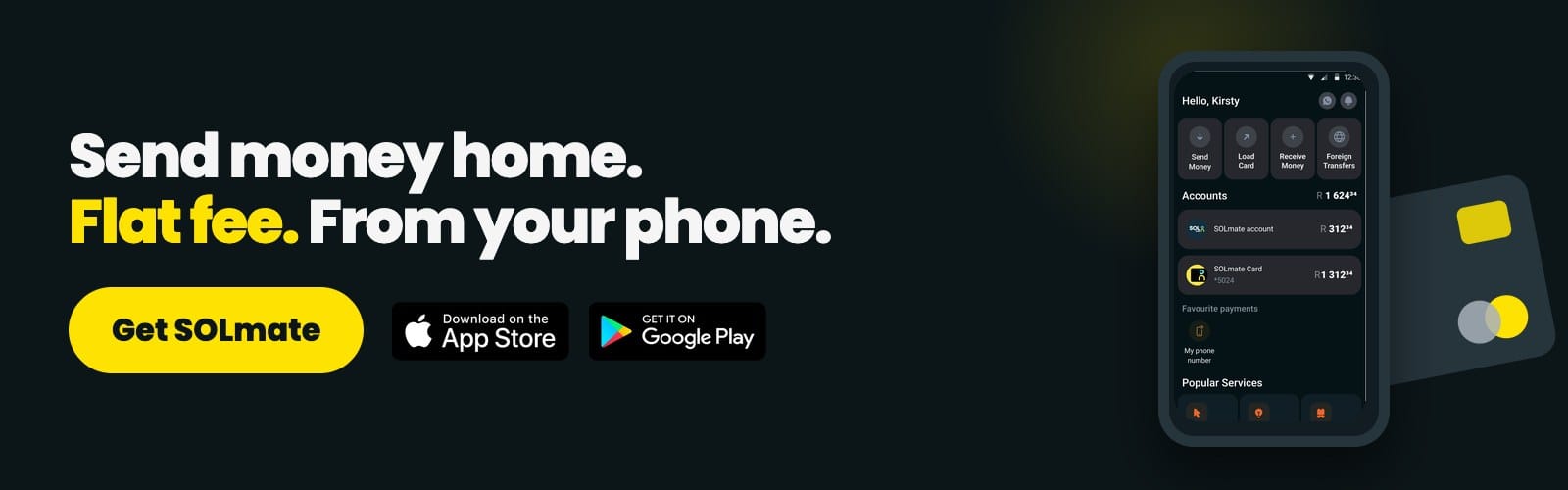 Download the SOLmate app — send money home with a flat fee, straight from your phone
