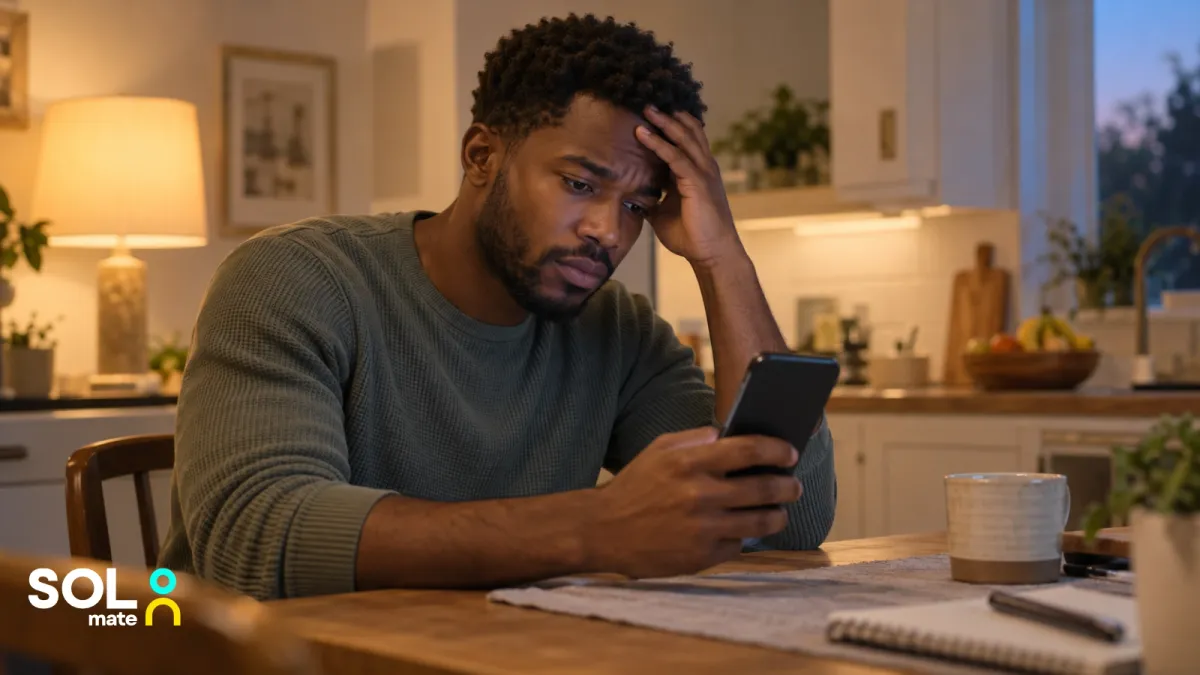 Man realising he sent a bank transfer to the wrong account
